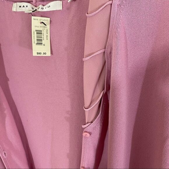 Max Studio Pink Button Front Cardigan - Picture 3 of 4